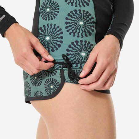 Футболка сонцезахисна жіноча 500 Sunny з довгими рукавами чорна/хакі