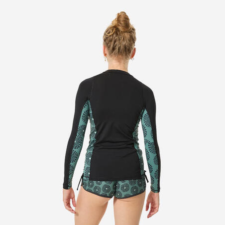 Футболка сонцезахисна жіноча 500 Sunny з довгими рукавами чорна/хакі