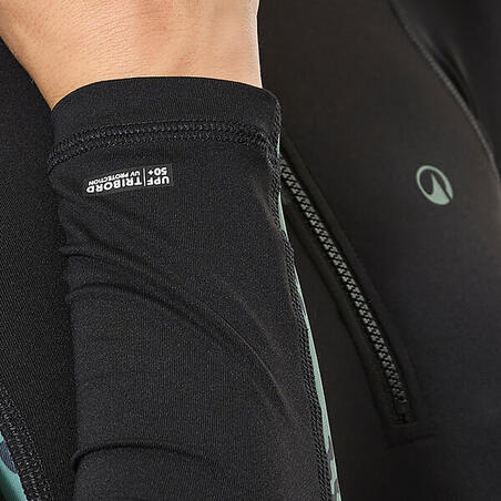 Футболка сонцезахисна жіноча 500 Sunny з довгими рукавами чорна/хакі