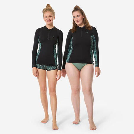 Футболка сонцезахисна жіноча 500 Sunny з довгими рукавами чорна/хакі