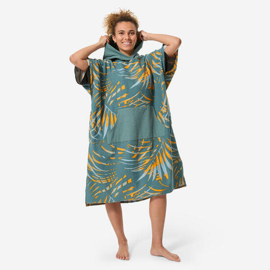 Poncho de plage surf adulte à partir de 150 cm, 500 Leaf kaki