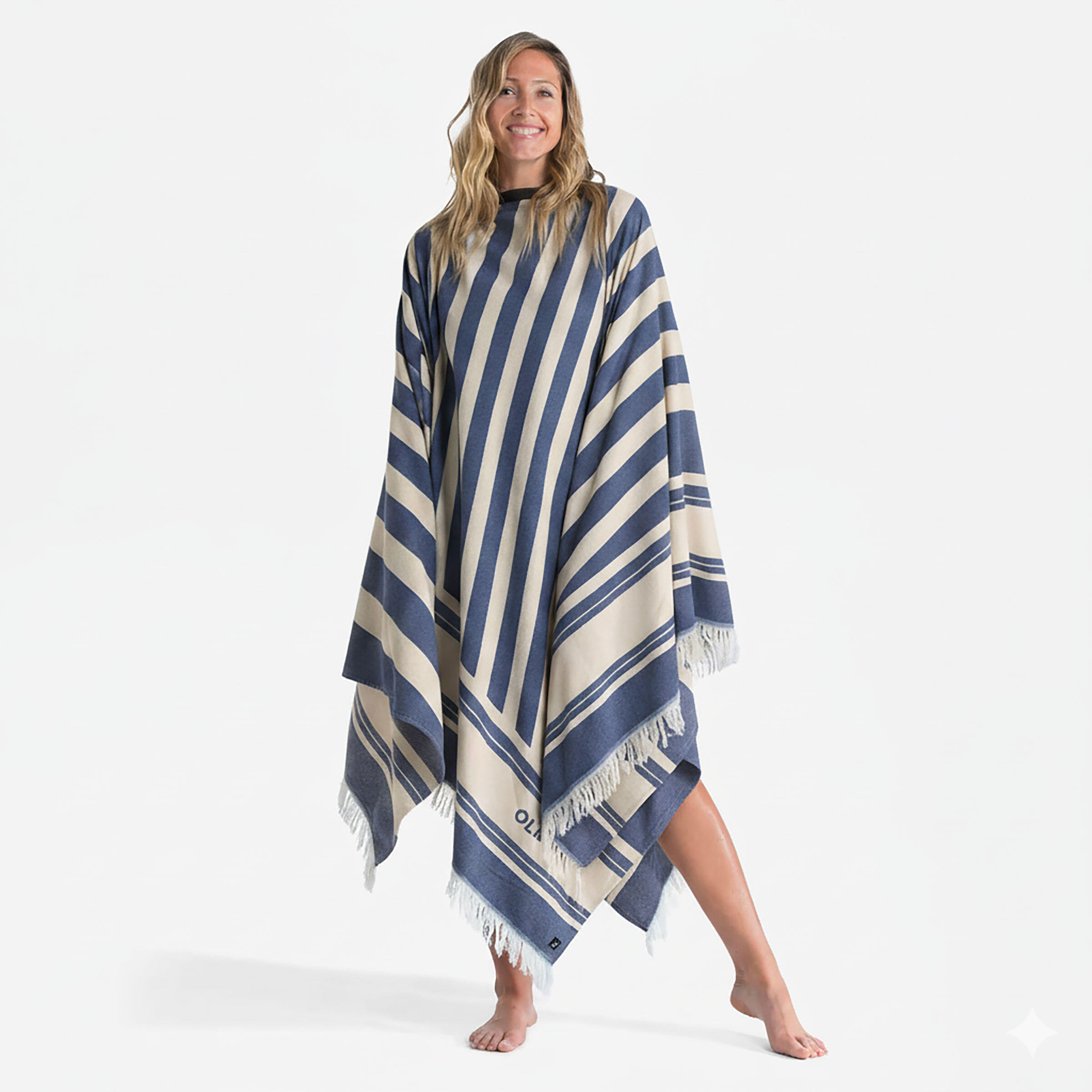 OLAIAN Strandlaken/poncho XXL 190 x 190 cm blauw