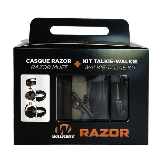 Casque anti-bruit amplifié WALKER'S Razor avec kit Talkie-Walkie clipsé PMR 446
