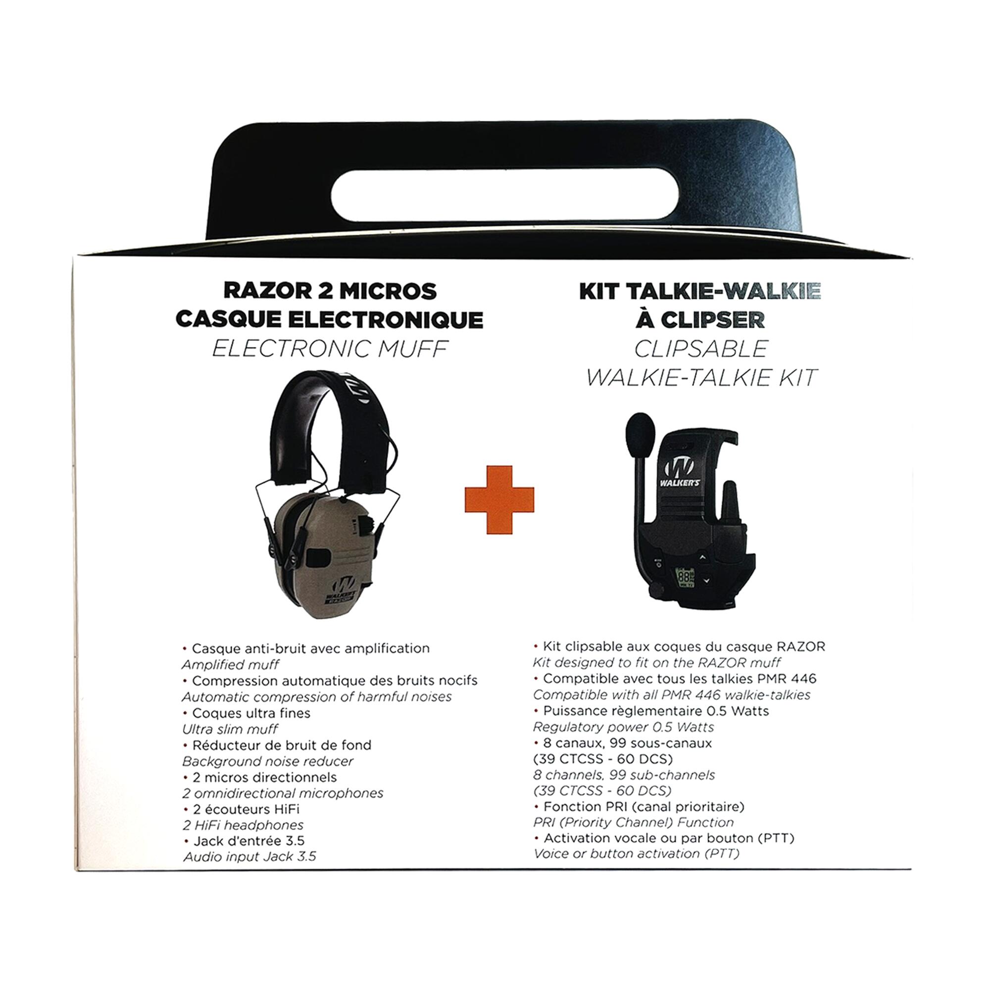 Casque anti-bruit amplifié WALKER'S Razor avec kit Talkie-Walkie clipsé PMR 446 3/5