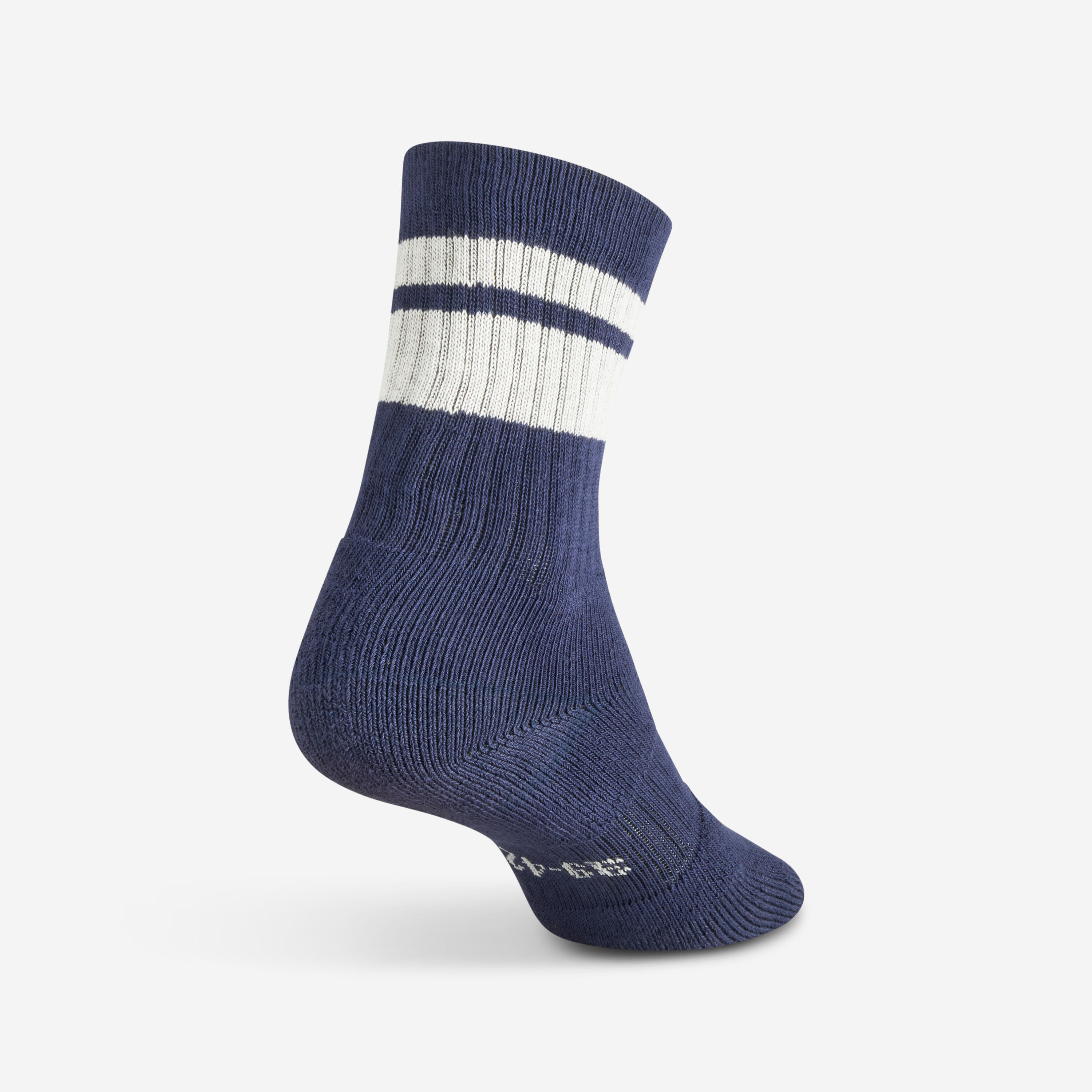 High Sports Socks Tri-Pack, RS 500 Blue/Beige/2 Lines - DECATHLON