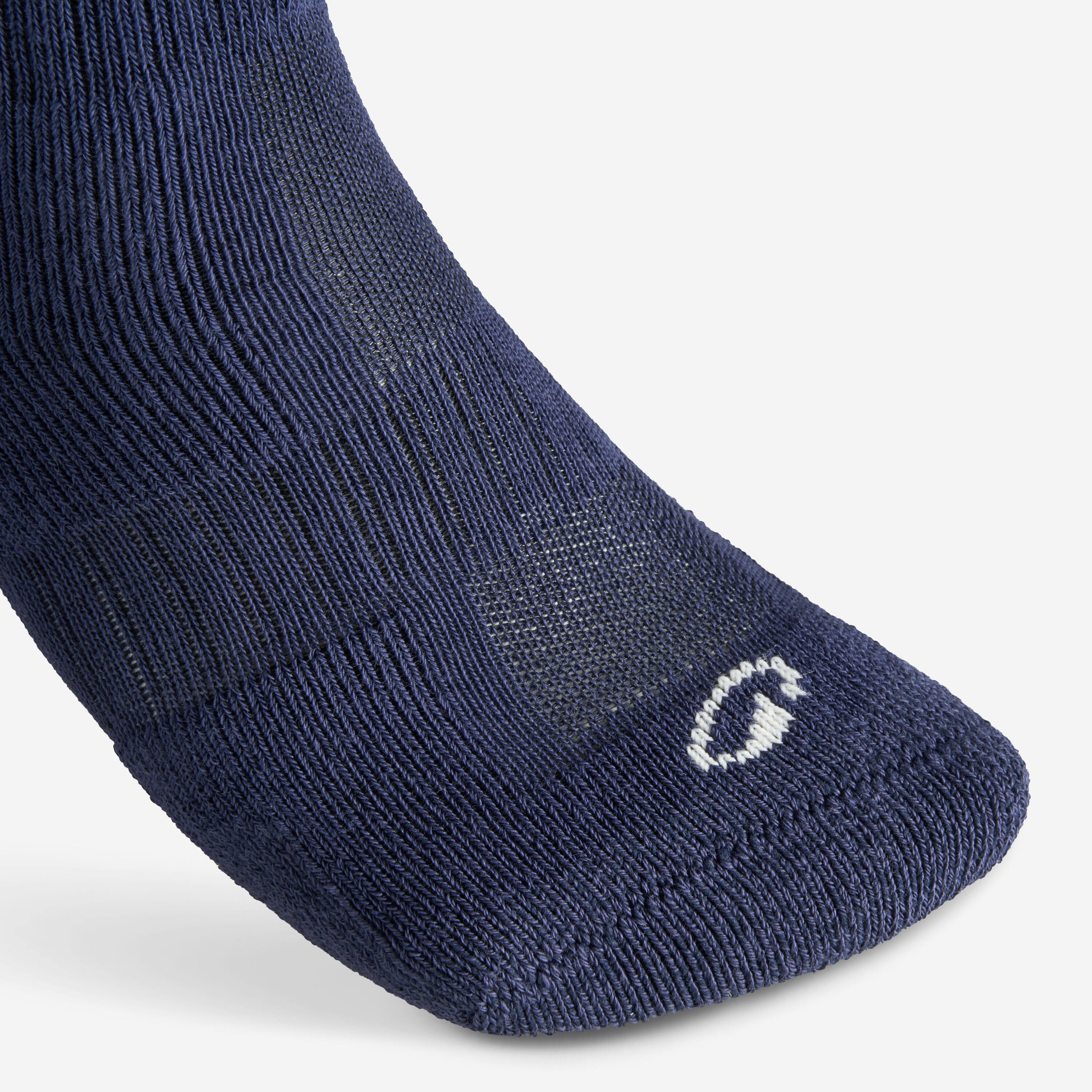 High Sports Socks Tri-Pack, RS 500 Blue/Beige/2 Lines - DECATHLON