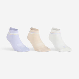Kids' Mid-High Sports Socks Tri-Pack RS 160 - Beige/Purple