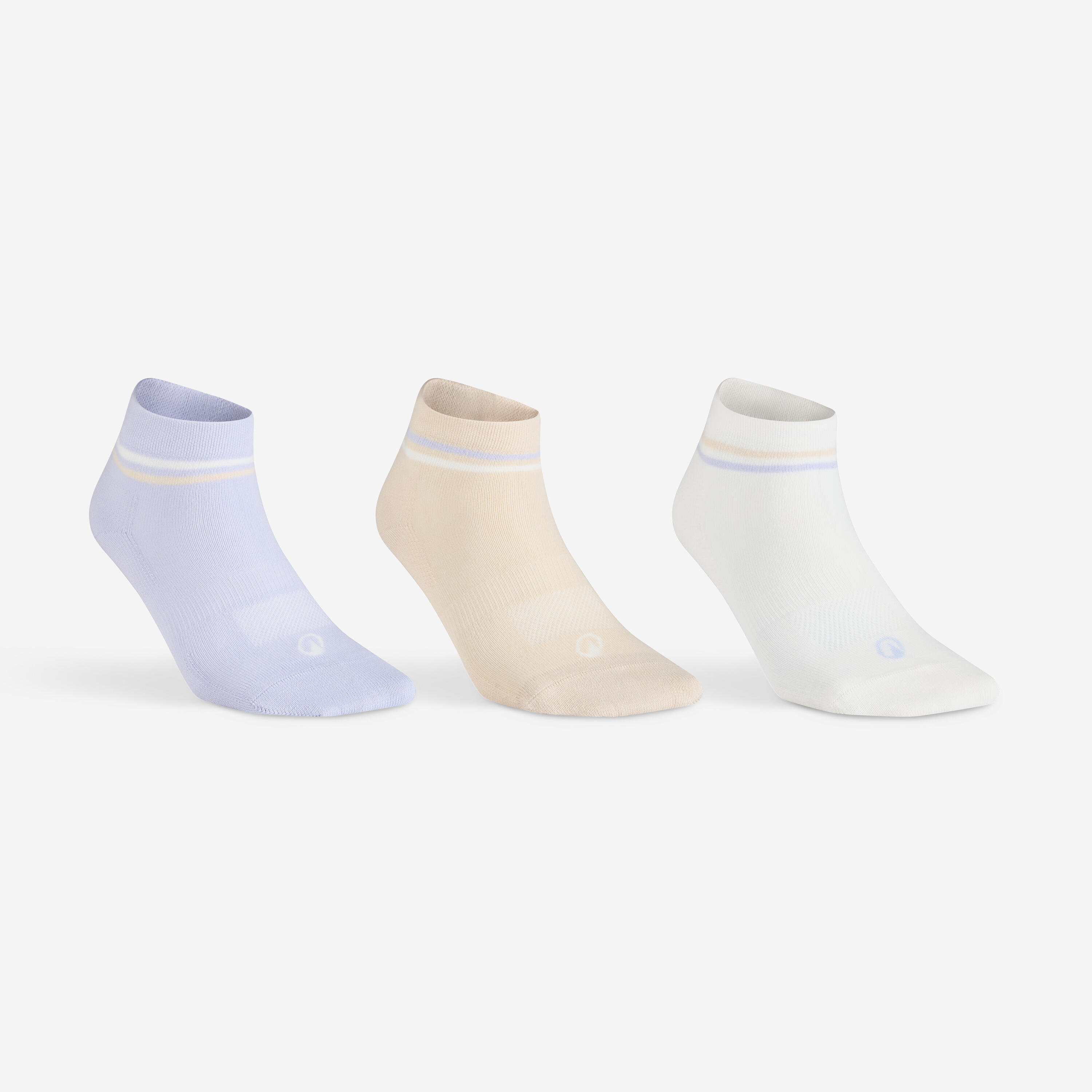 Kids' Mid-High Sports Socks Tri-Pack RS 160 - Beige/Purple