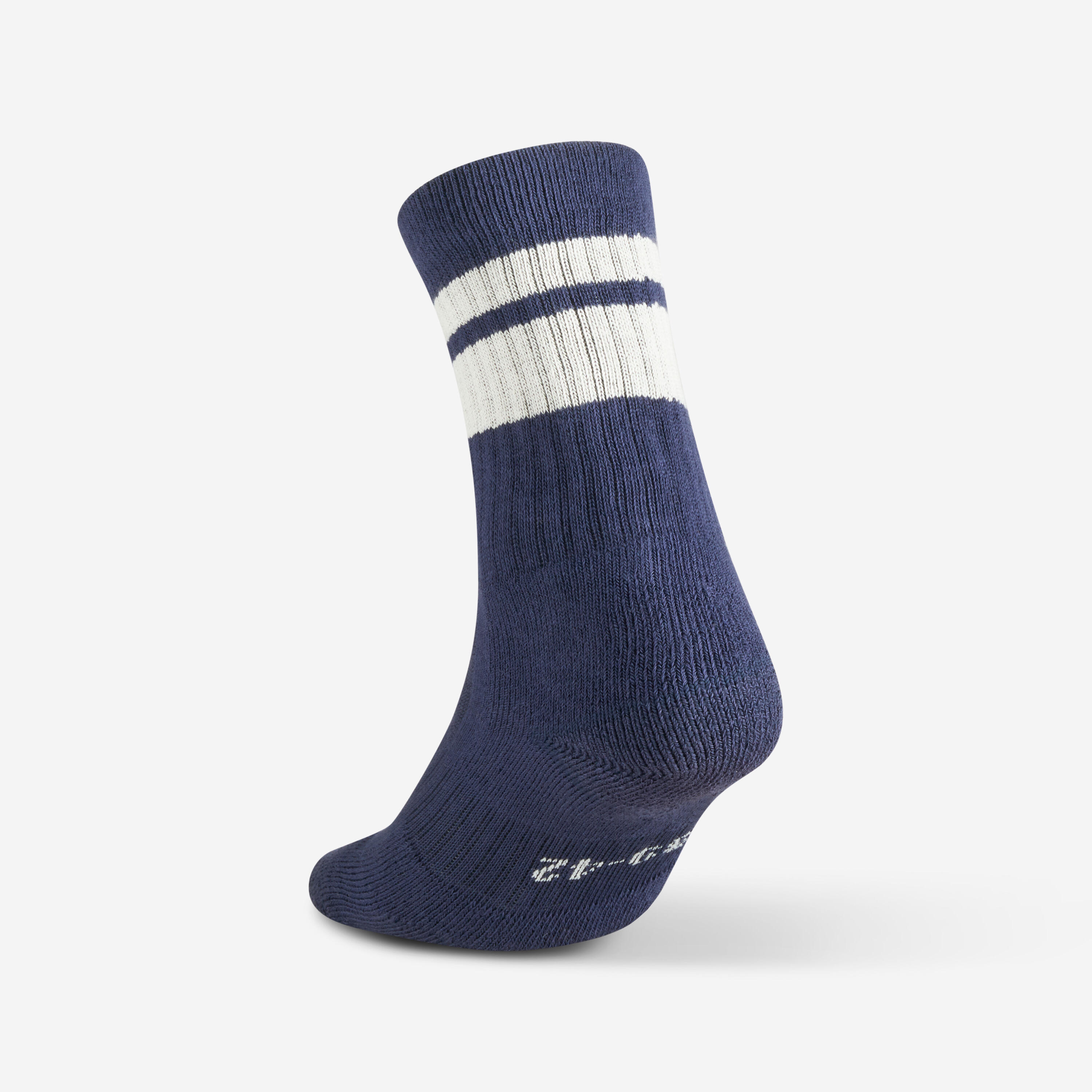 High Sports Socks Tri-Pack, RS 500 Blue/Beige/2 Lines - DECATHLON
