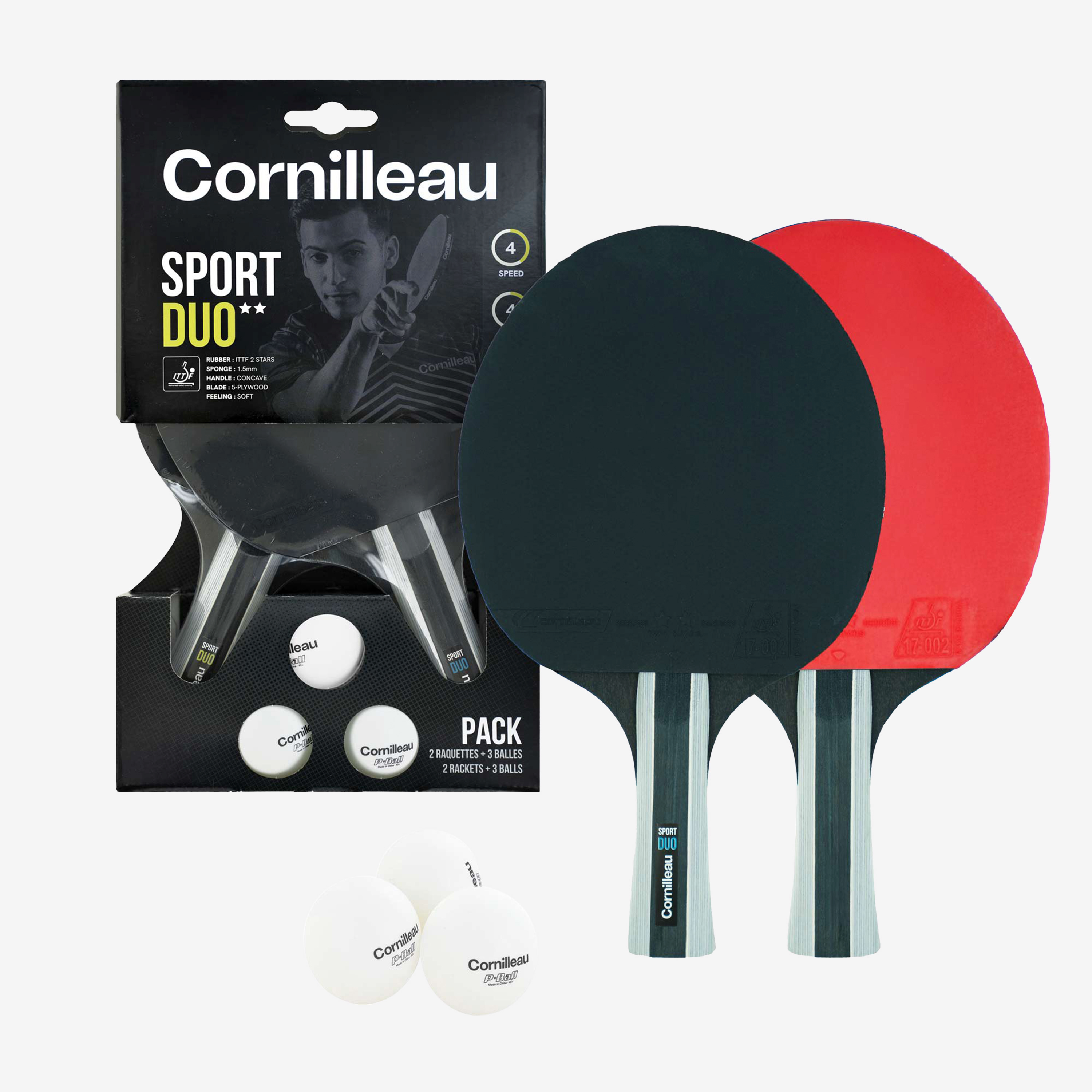 Set 2 raquettes de ping pong et 3 balles en ance | Clasf sports