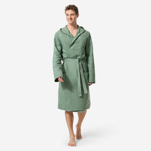 Albornoz Microfibra Hombre Verde Caqui/Eucalipto Compacto Capucha