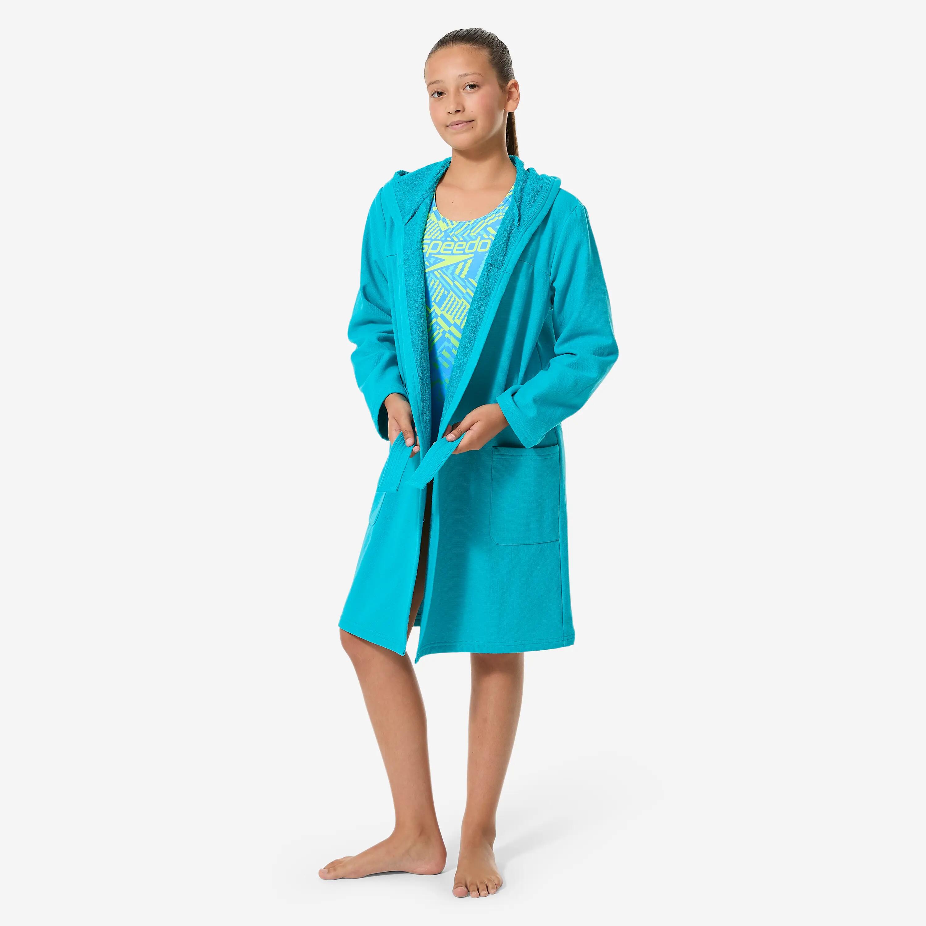 Kids’ cotton pool bathrobe turquoise 2/13