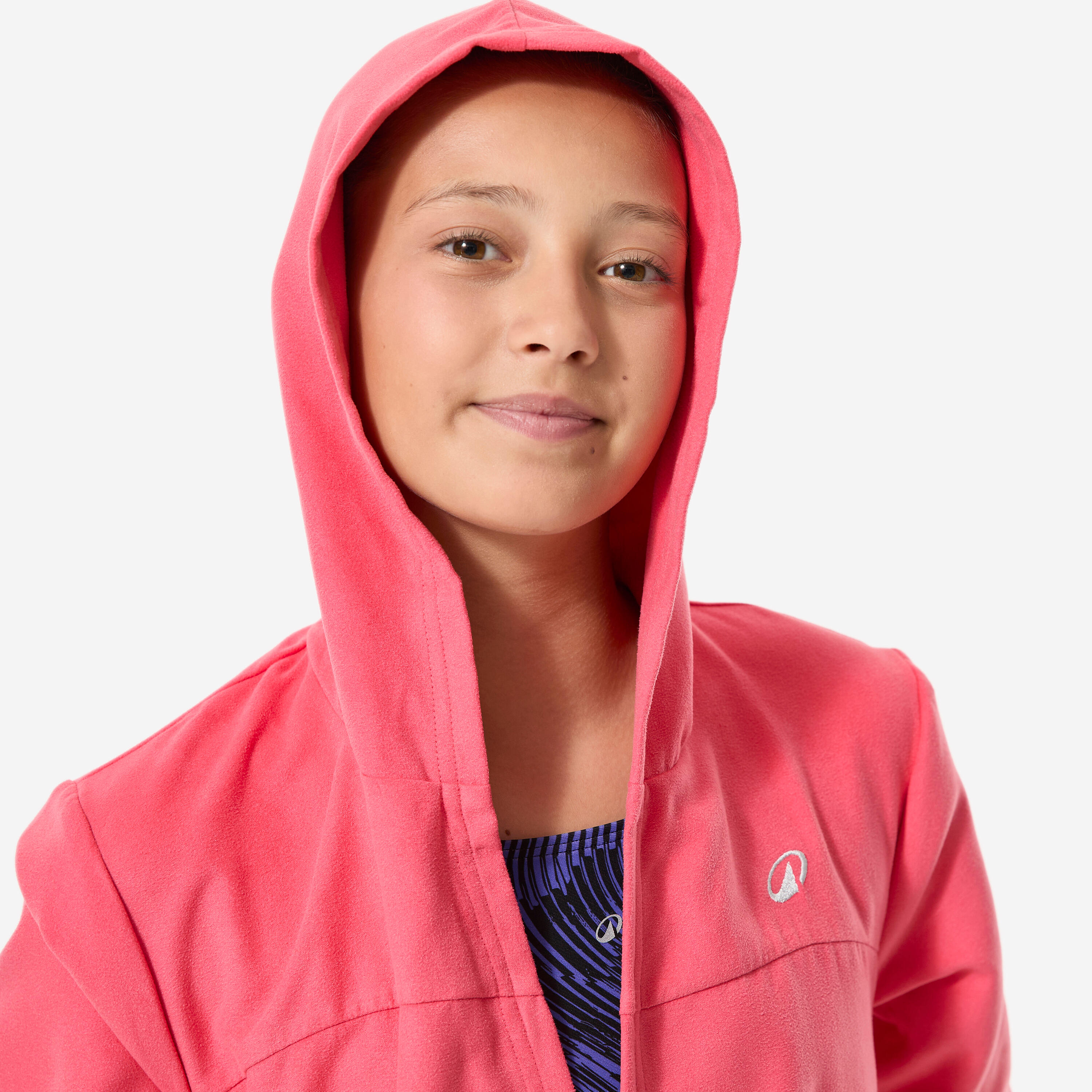 Roupão de natação compacto com capuz criança em microfibra rosa romã 8/13