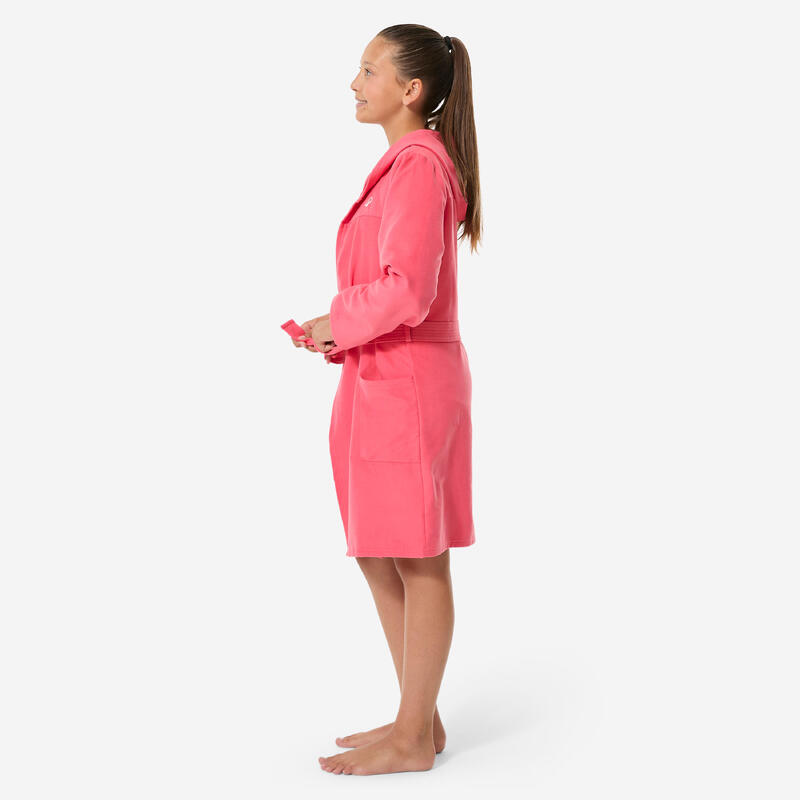 Çocuk Kapüşonlu Mikrofiber Bornoz - Pembe