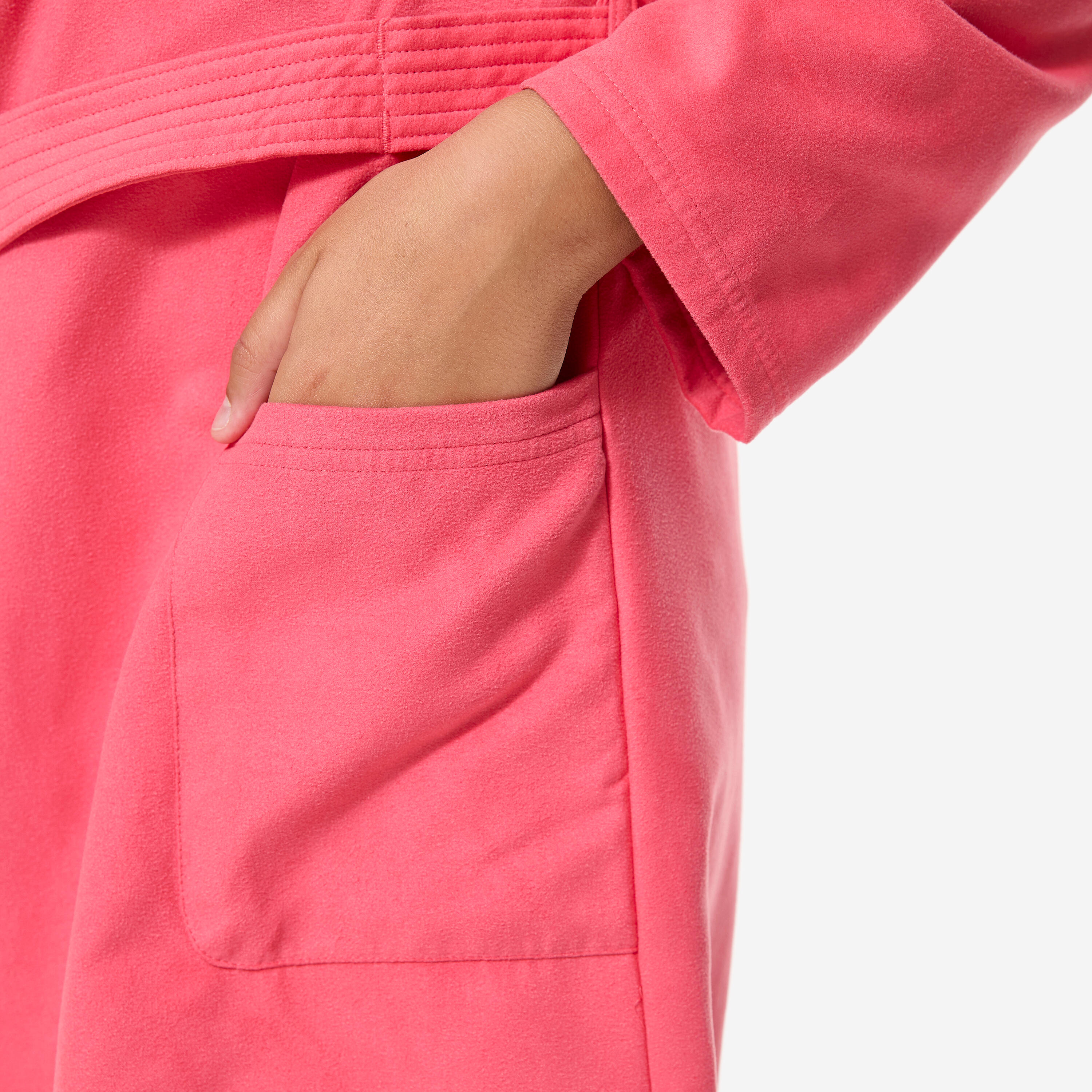 Roupão de natação compacto com capuz criança em microfibra rosa romã 6/13