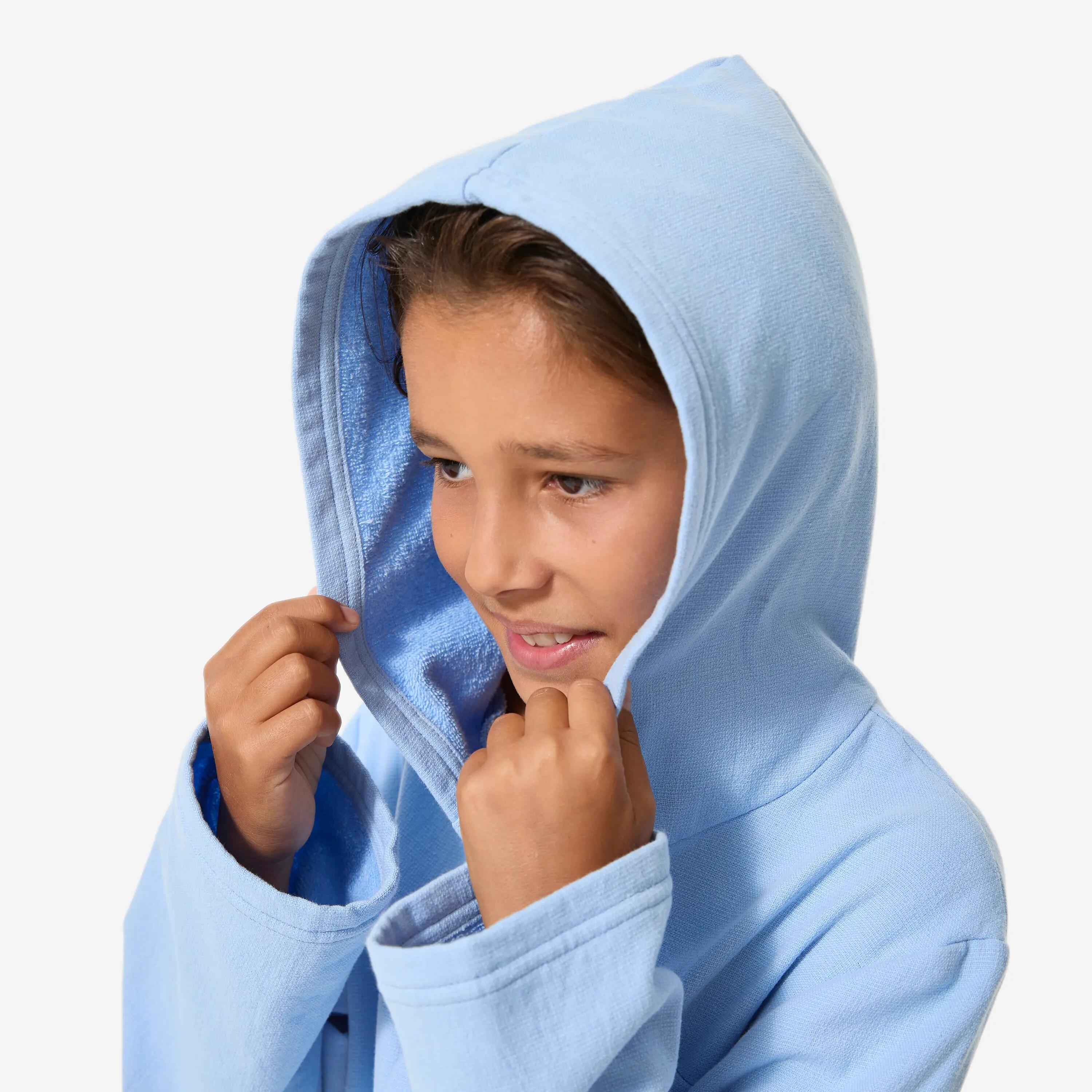 Peignoir de bain compact enfant à capuche en coton bleu flocon 5/9
