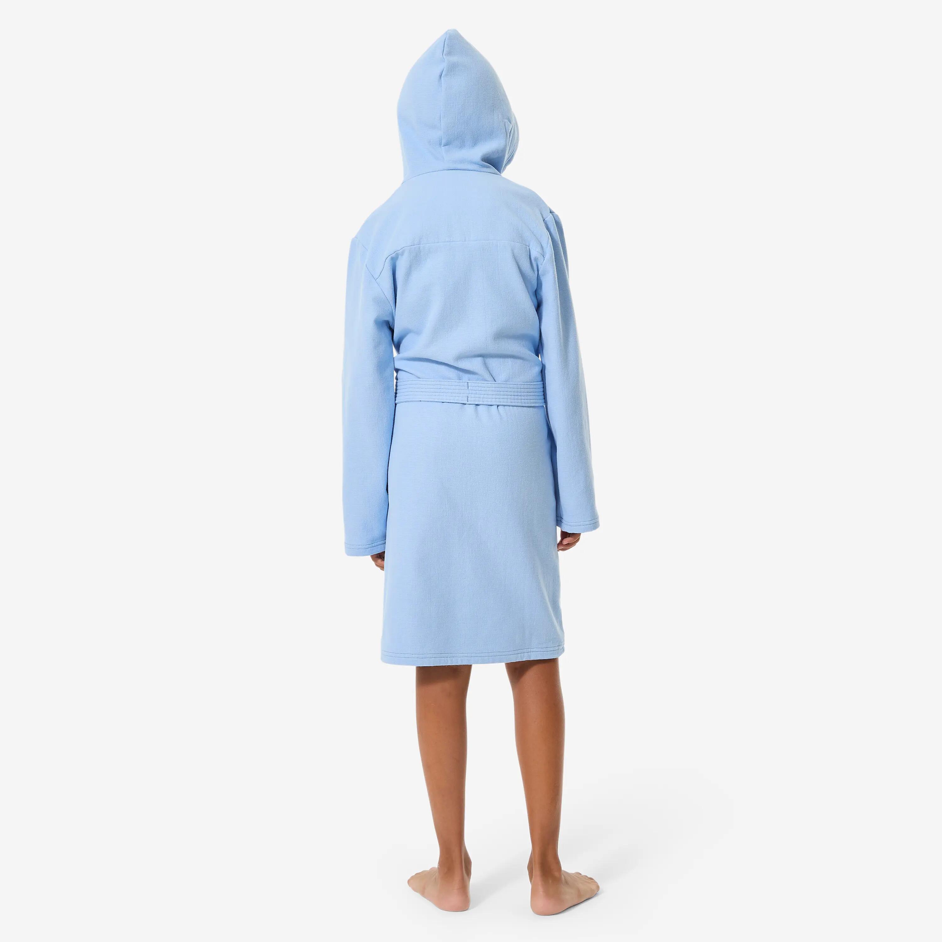 Peignoir de bain compact enfant à capuche en coton bleu flocon 3/9