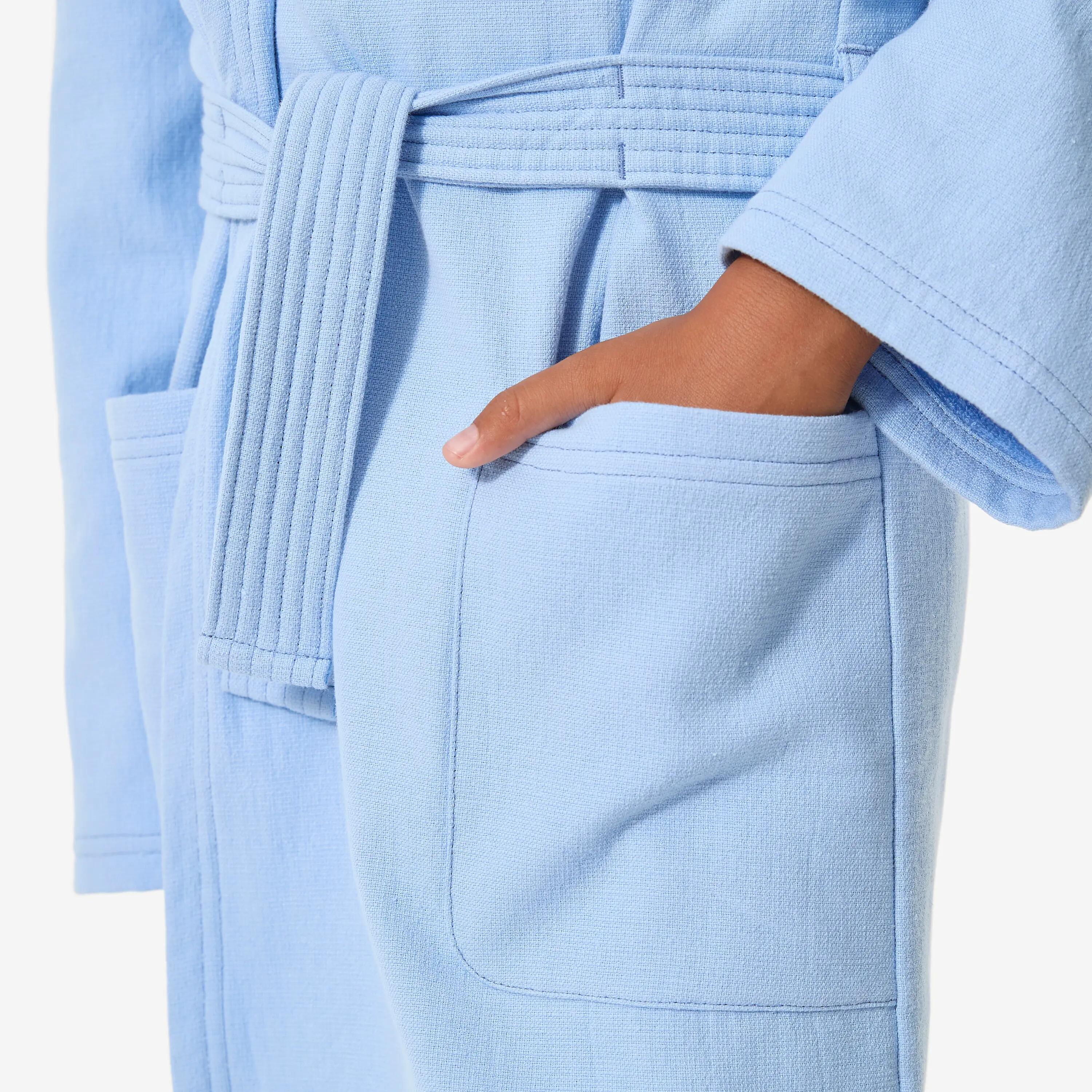 Peignoir de bain compact enfant à capuche en coton bleu flocon 7/9