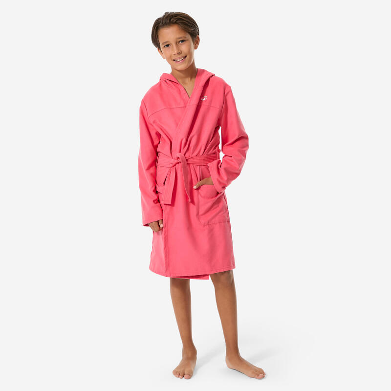 Çocuk Kapüşonlu Mikrofiber Bornoz - Pembe