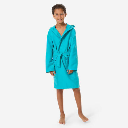 Peignoir de bain compact enfant à capuche en microfibre bleu de prusse