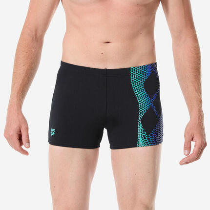 Boxer de bain natation homme, noir turquoise
