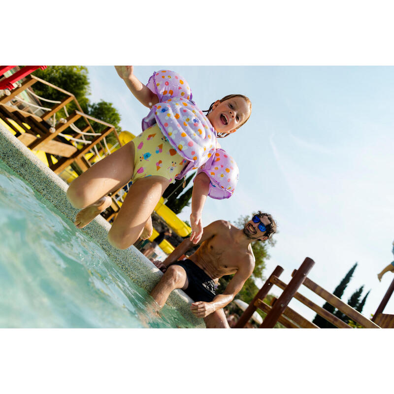 Centură aripioare adaptabilă înot piscină Tiswim allpop Mov Copii 15-30 kg