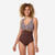Maillot de bain 1 pièce aquafitness femme, Rosy Marron