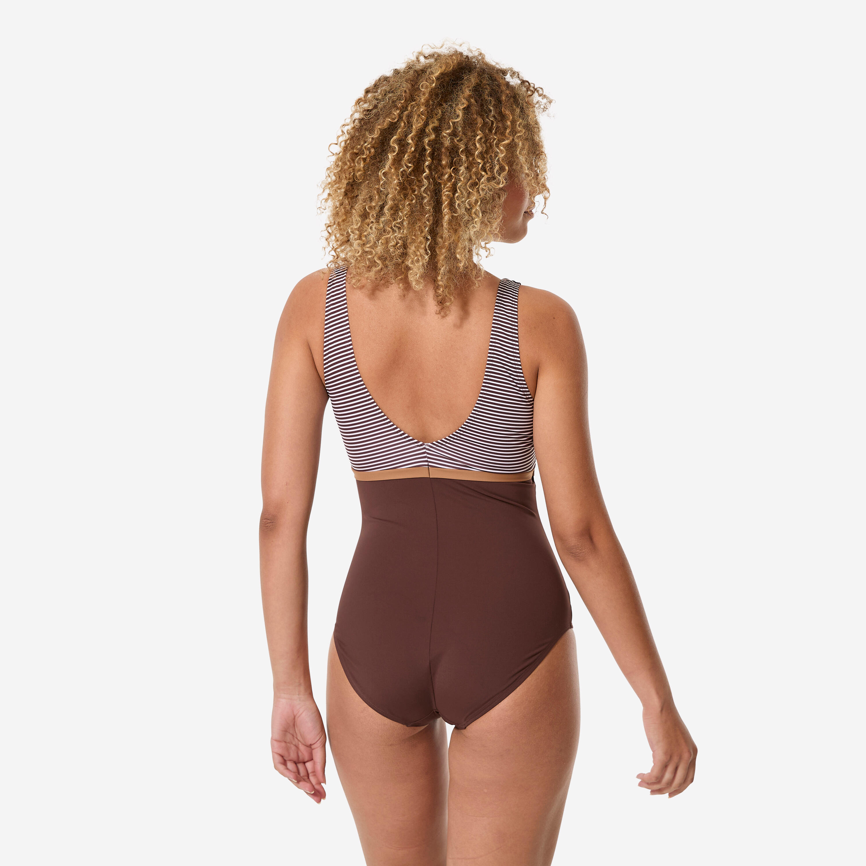 DECATHLON Dámske jednodielne plavky Rosy na aquafitness hnedé 3XL · záber 4