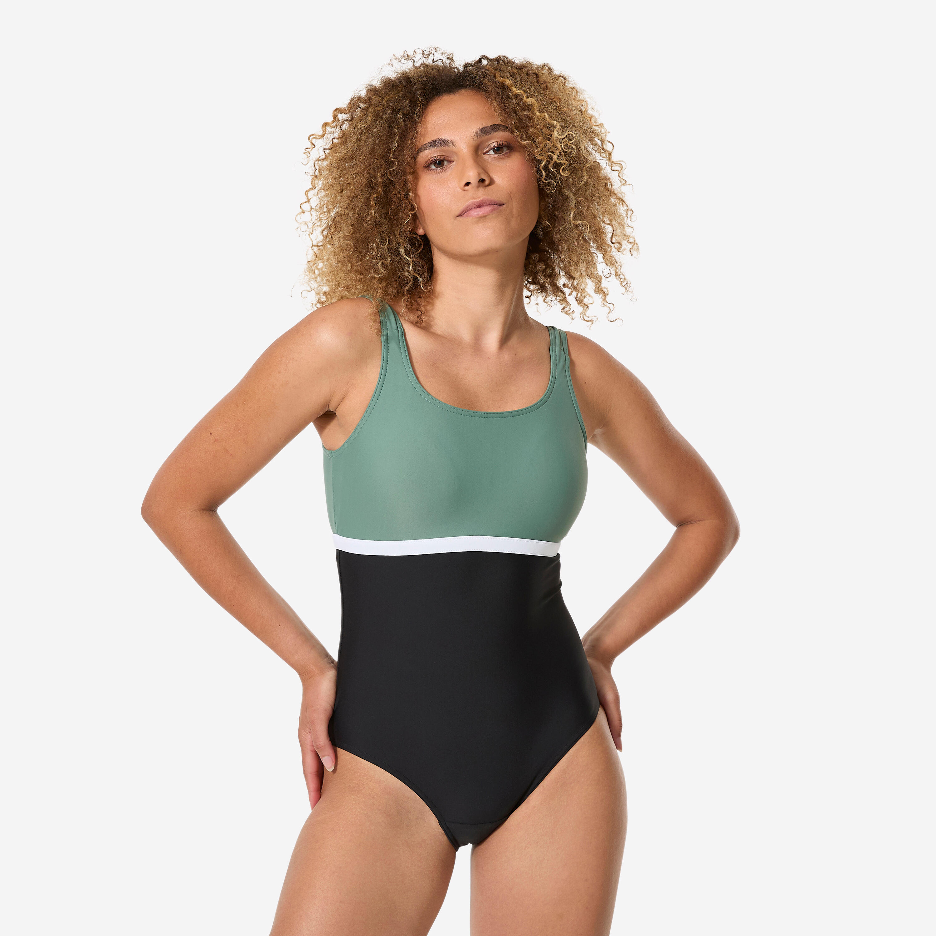 Women’s 1-piece swimsuit, Heva li black khaki