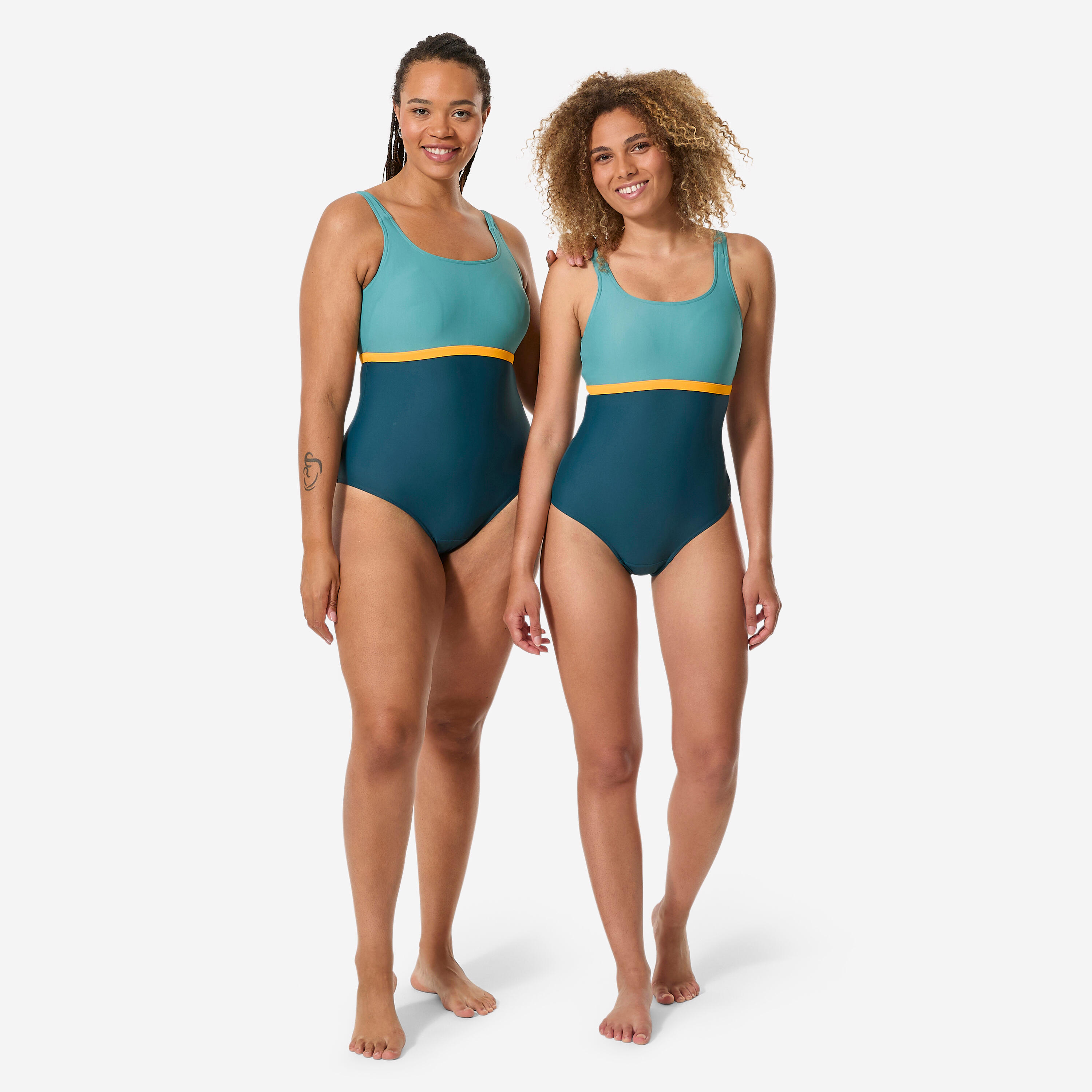 Maillot de bain 1 pièce natation femme, Heva li bleu turquoise 2/8