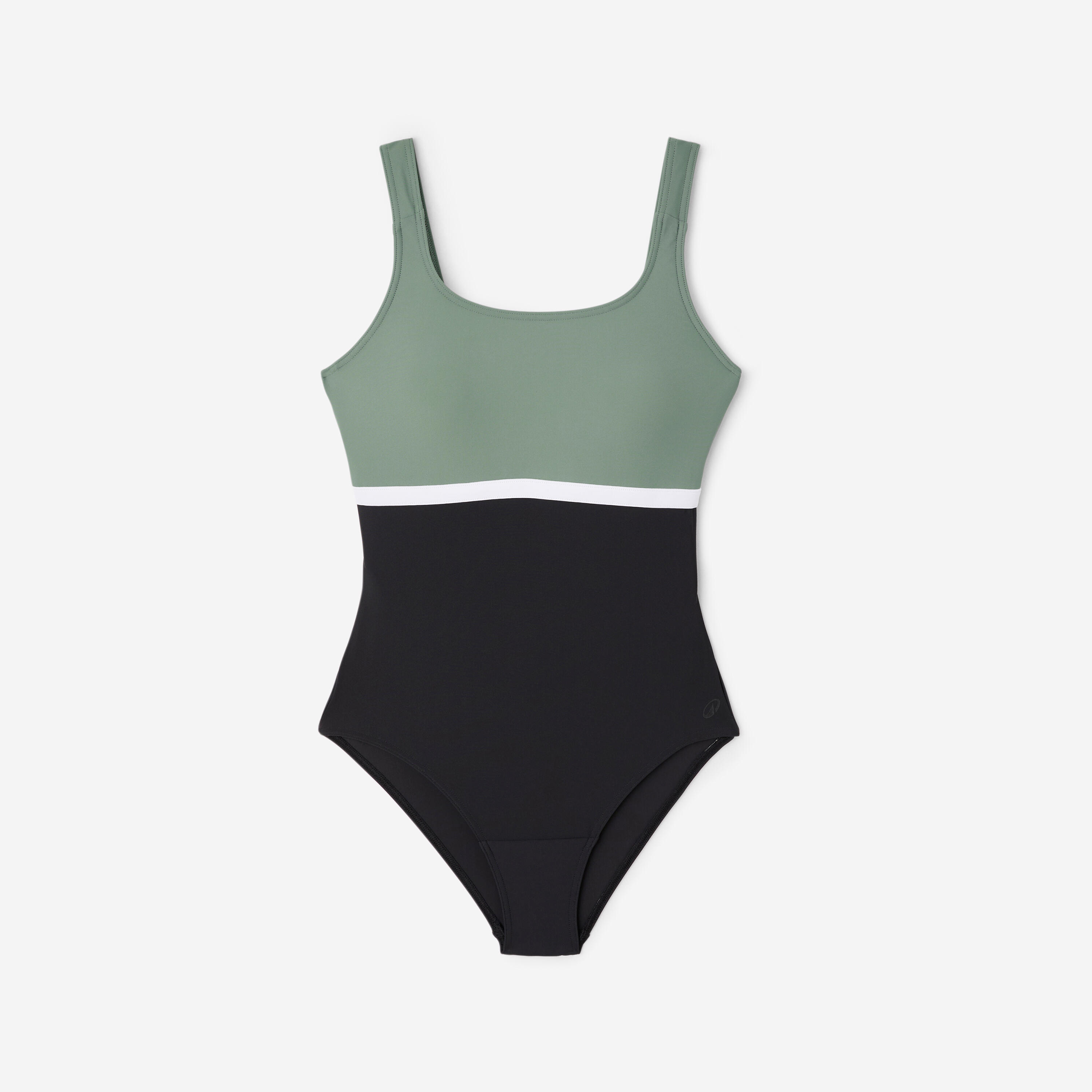 Maillot de bain 1 pièce natation femme, Heva li noir kaki 7/12
