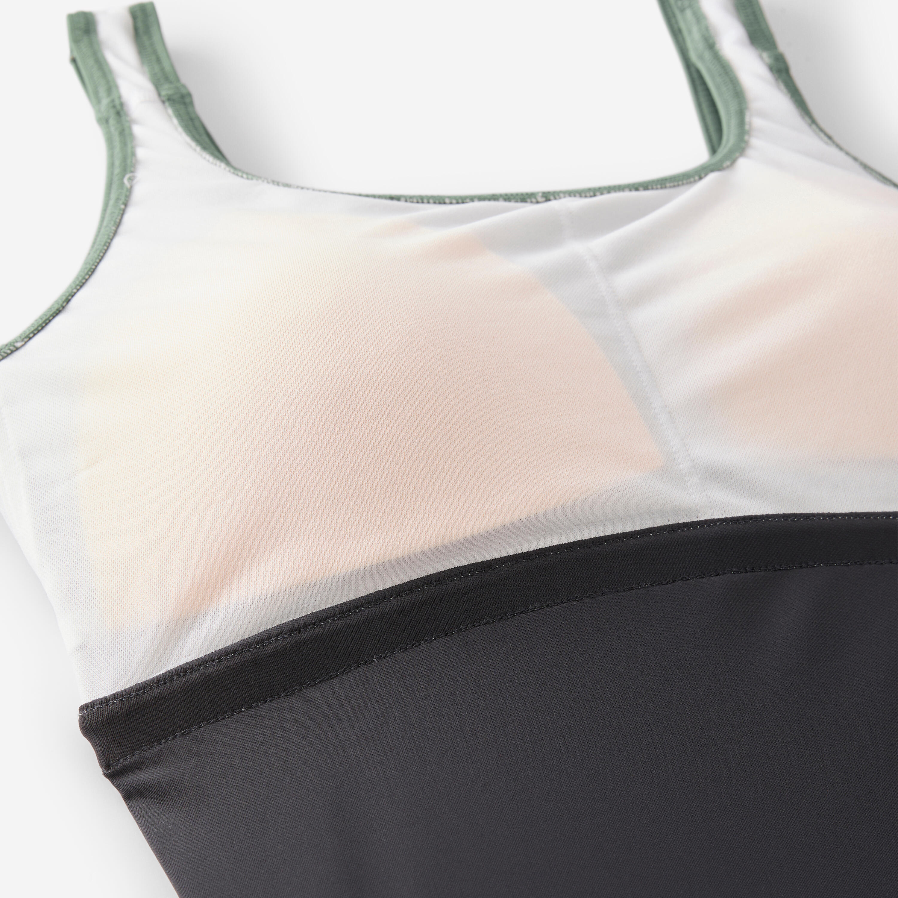 Maillot de bain 1 pièce natation femme, Heva li noir kaki 8/12