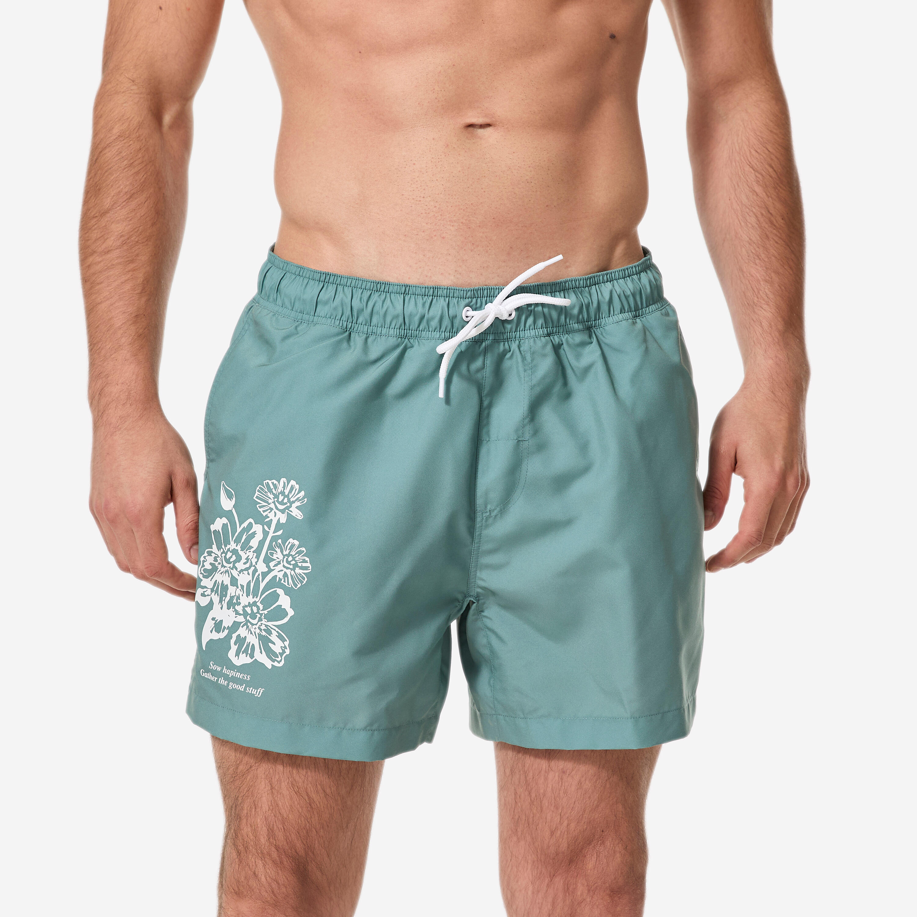 Men’s surfing boardshorts short swim shorts 15”, 100 Rad green