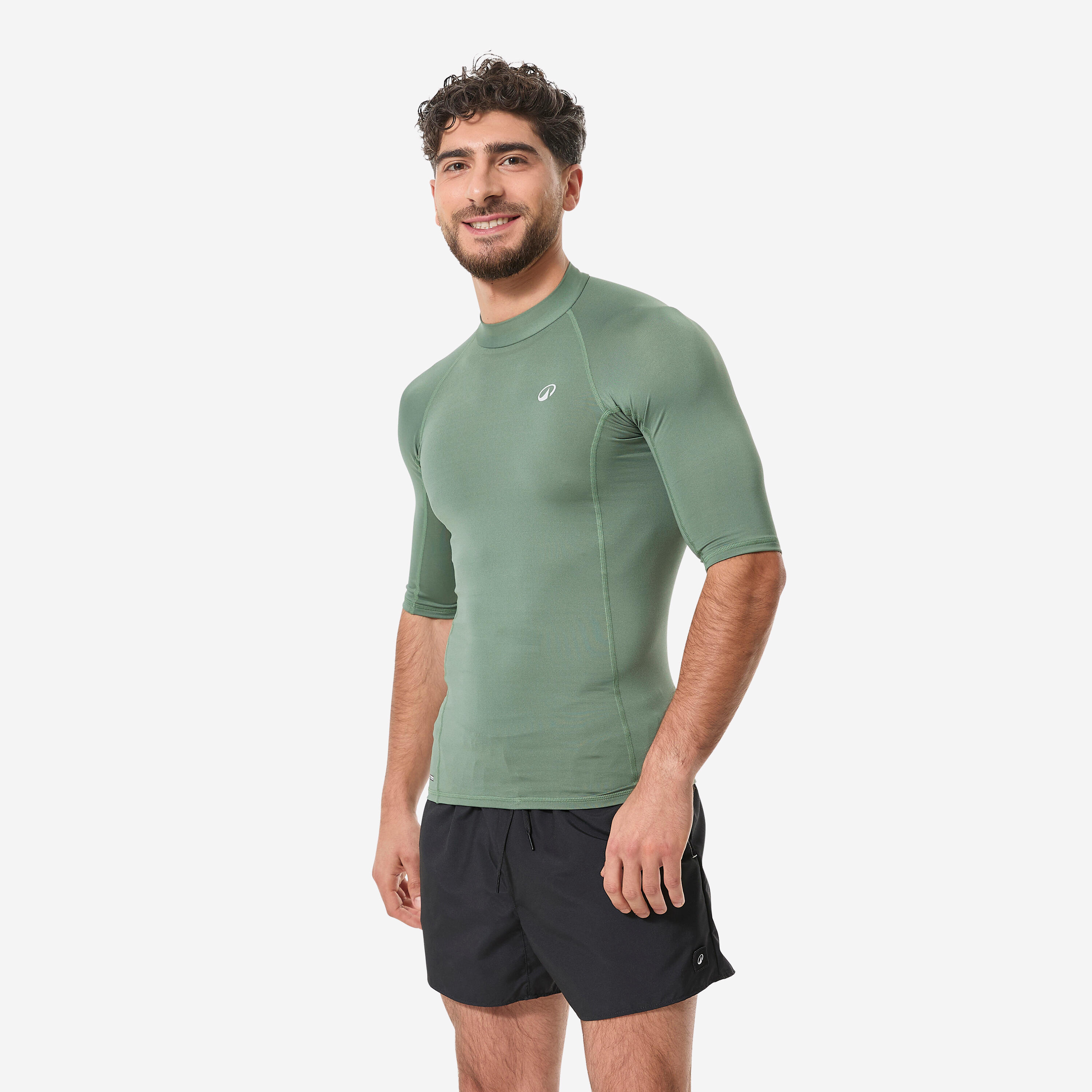Men’s surf short sleeve UV-protection t-shirt 100 khaki