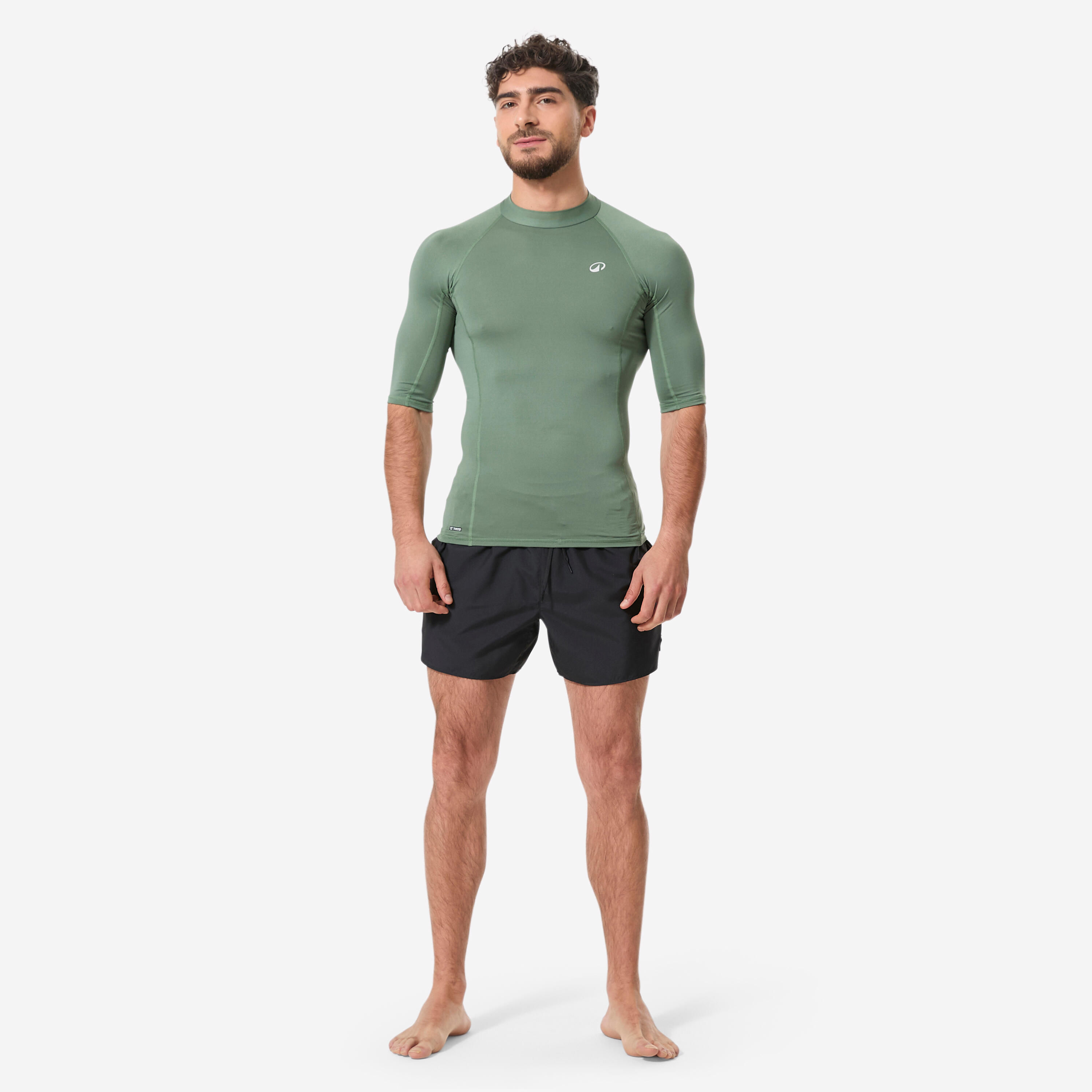 Tee shirt anti uv surf manches courtes Homme ,100 kaki 2/6
