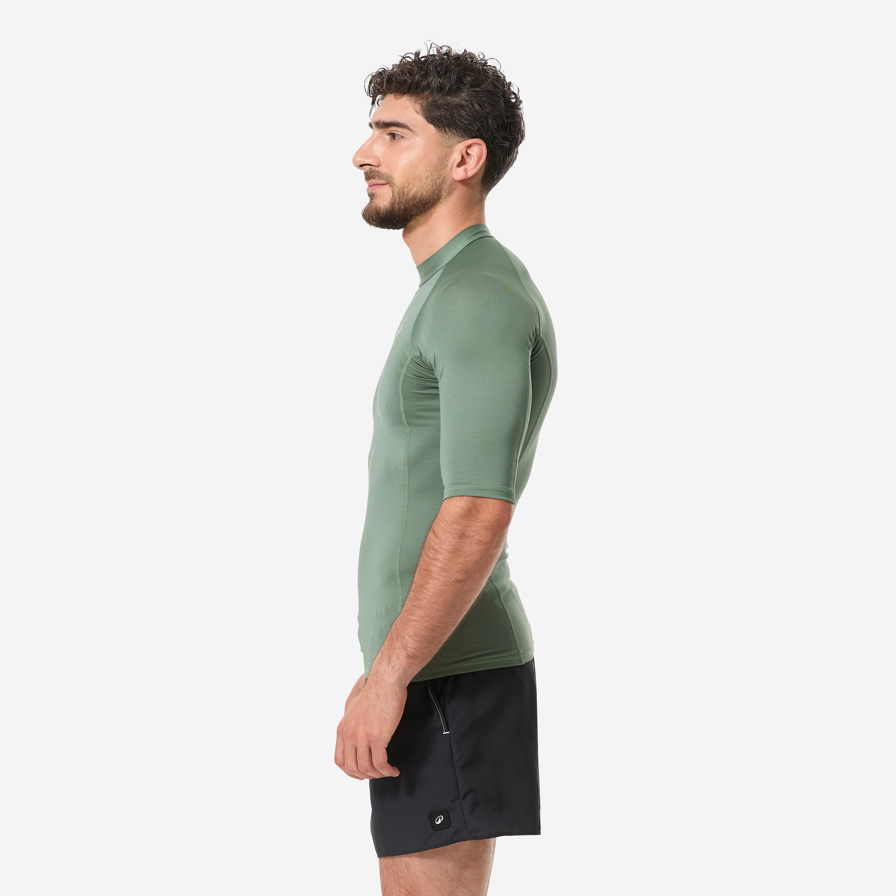 Tee shirt anti uv surf manches courtes Homme ,100 kaki 4/6