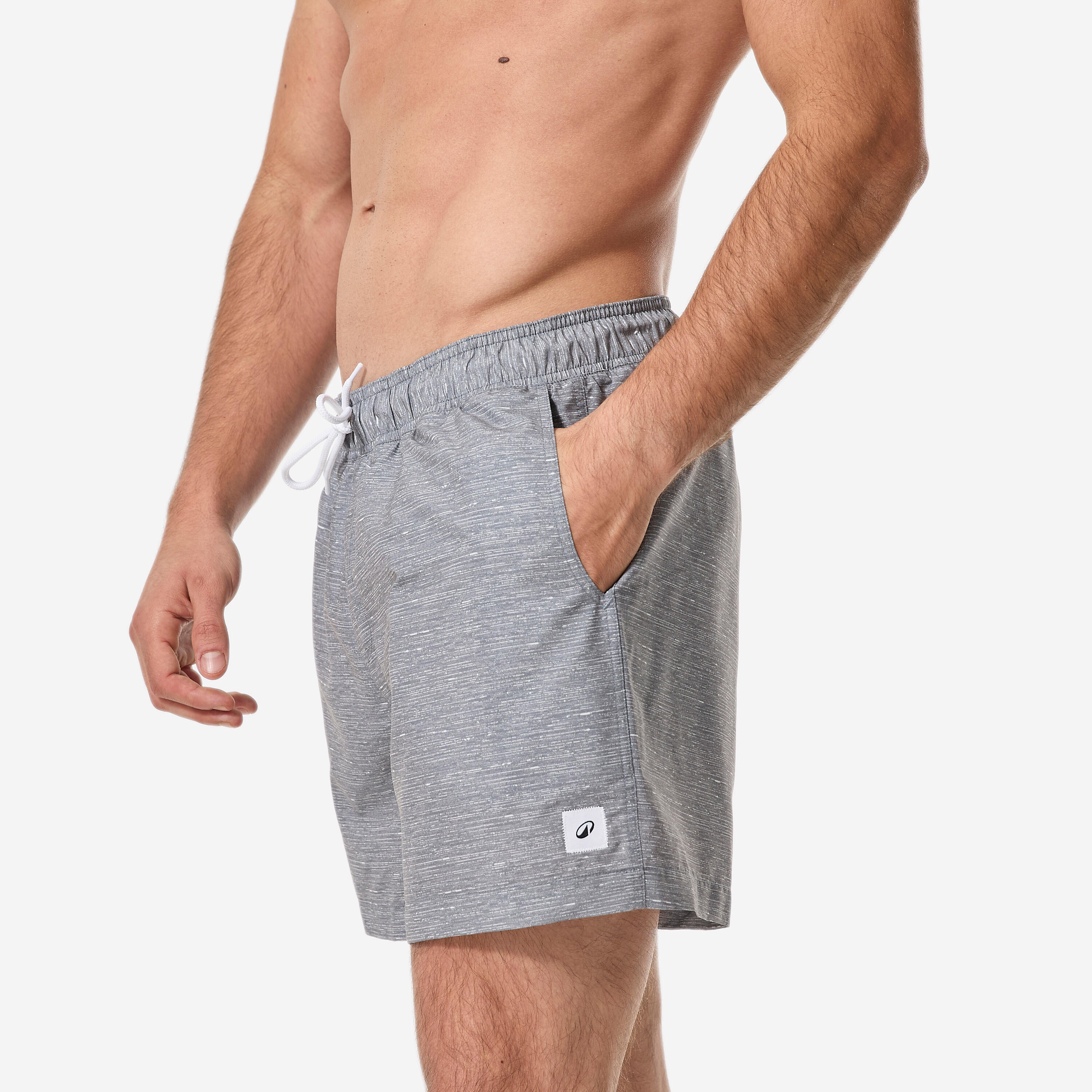 Boardshort surf short de bain court 15" homme, 100 gris chiné 4/10