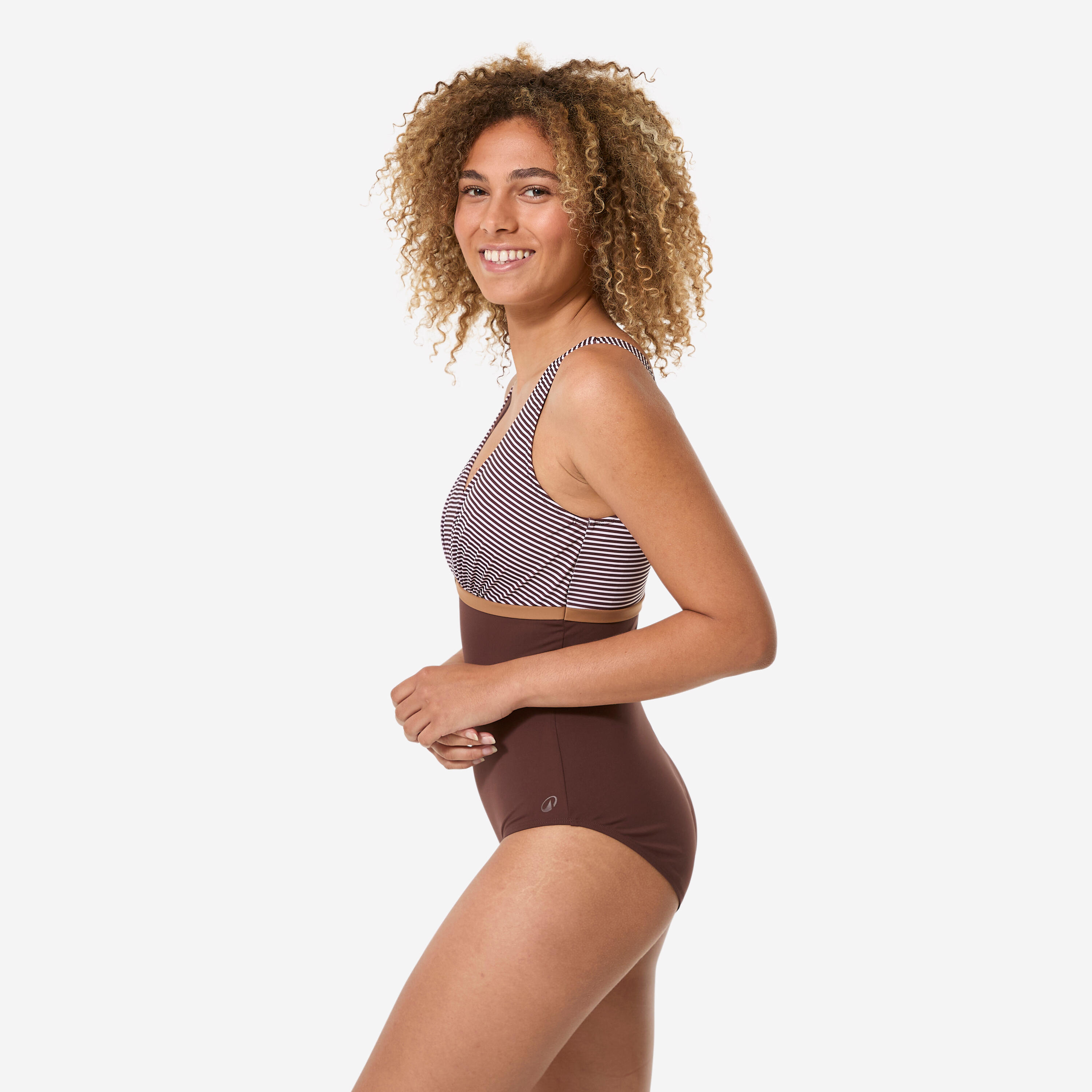 DECATHLON Dámske jednodielne plavky Rosy na aquafitness hnedé 3XL · záber 5