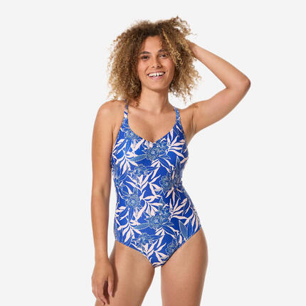 Maillot de bain 1 pièce natation femme, Lila dori bleu