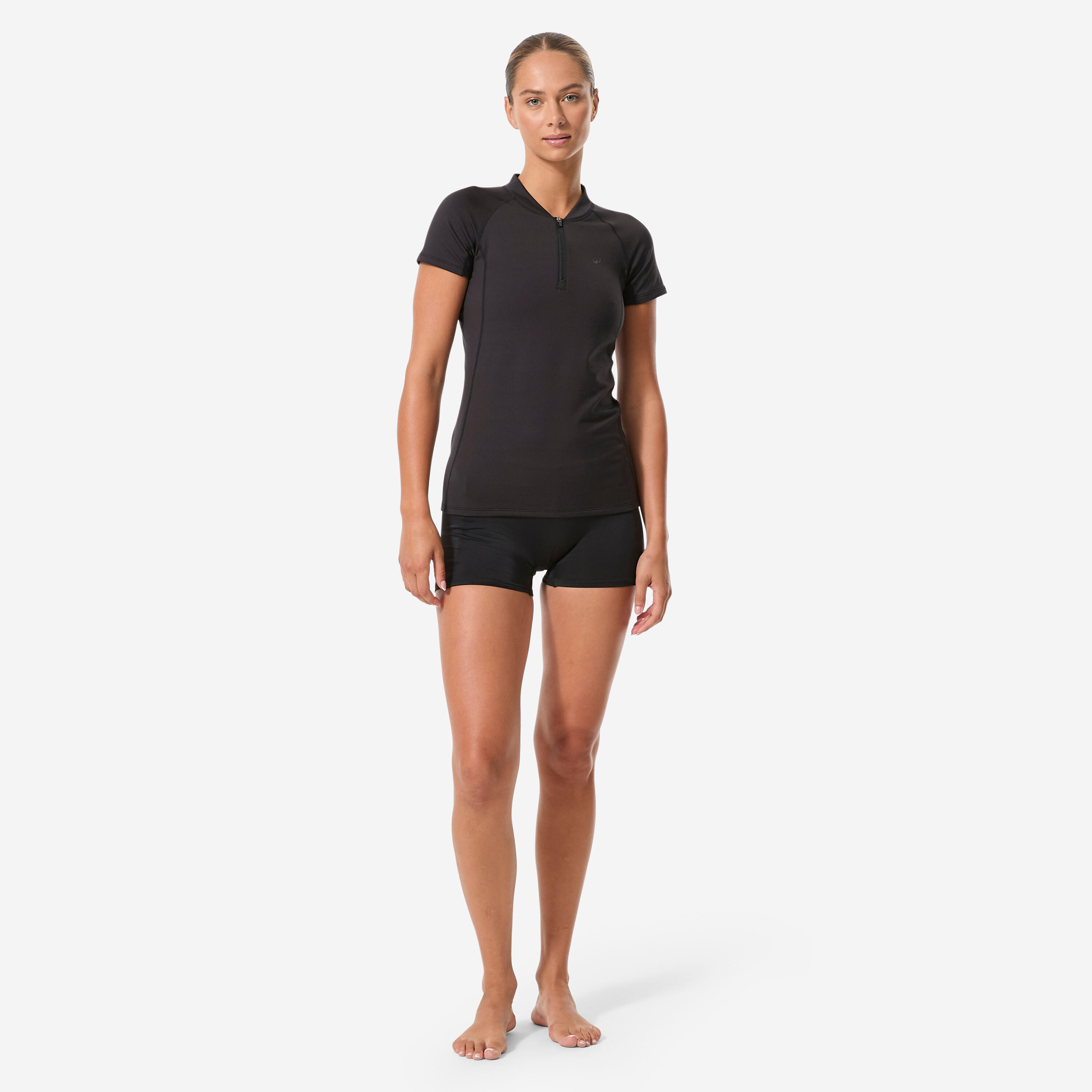 T shirt manches courtes aquagym-aquabike ou longe-côte Femme - Elo noir 2/5
