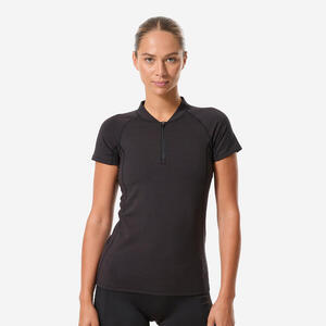 Camiseta Aquagym/Aquabike/Senderismo Acuático Elo Mujer Negro Manga Corta
