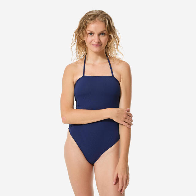 Maillot de bain 1 pièce surf femme, Manon Venice bleu marine
