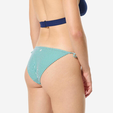 Плавки-бікіні жіночі Sandy для серфінгу з бічними зав’язками біло-зелені