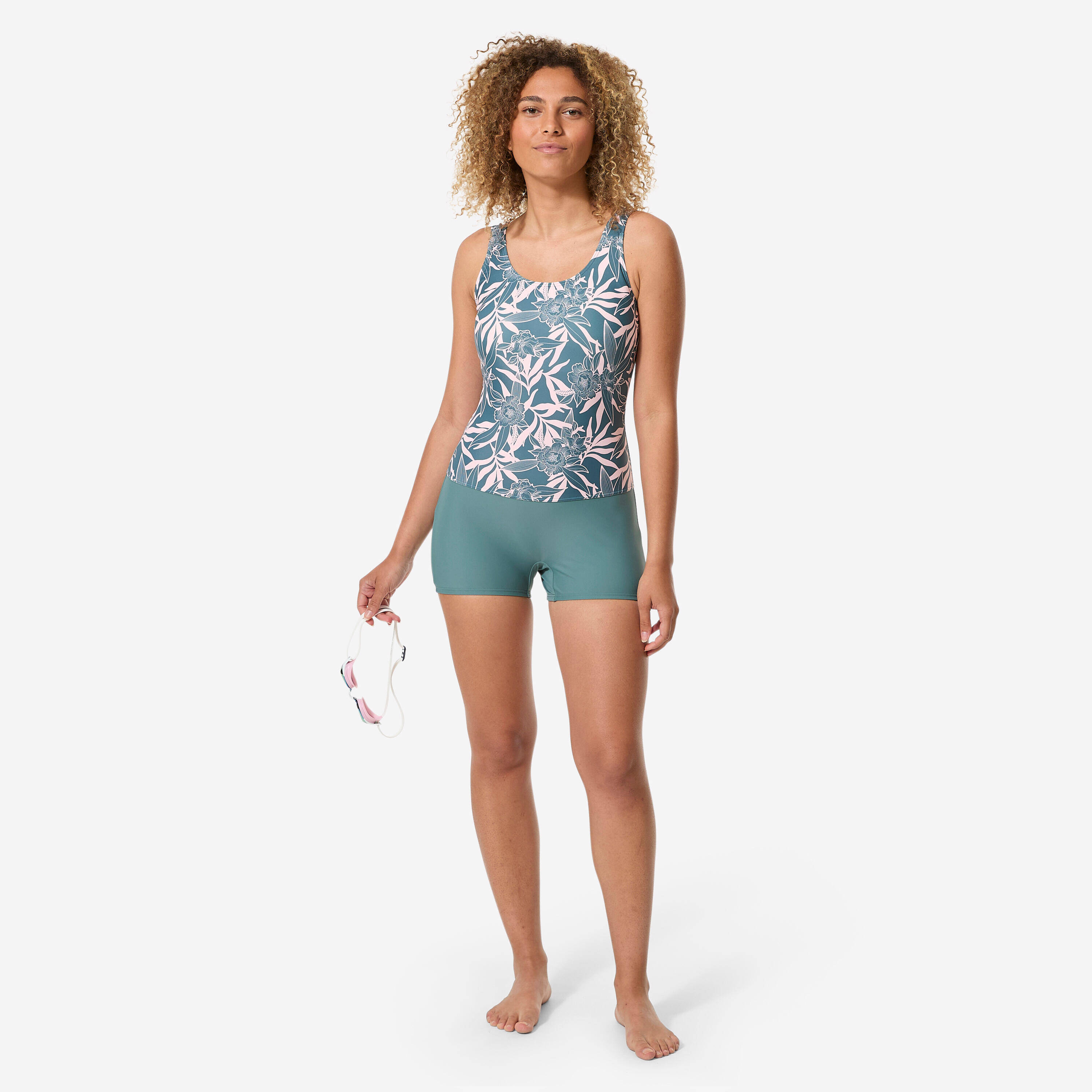 Women’s 1-piece shorty swimsuit - Dova dori khaki -  3