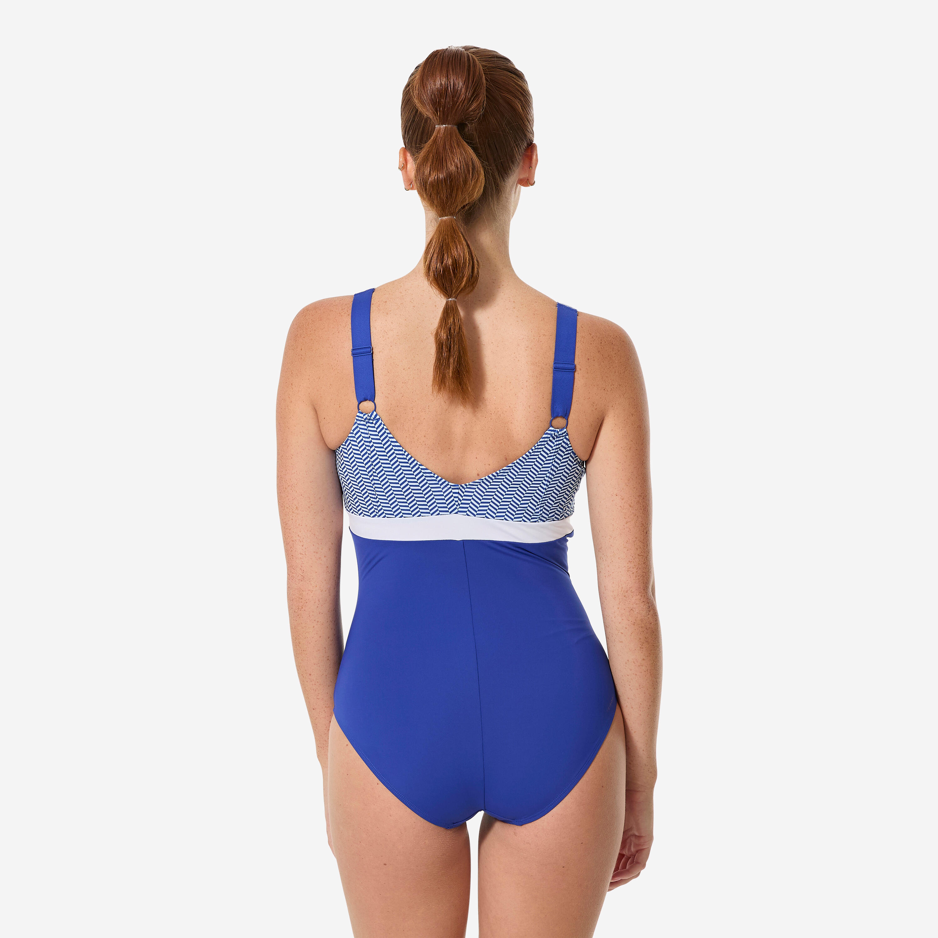 Badeanzug, einteilig, vollbusig, Damen, Schwimmen, Mina Blau 4/12