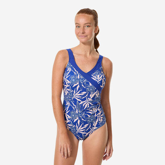 Maillot de bain 1 pièce aquagym femme, Claris dori bleu