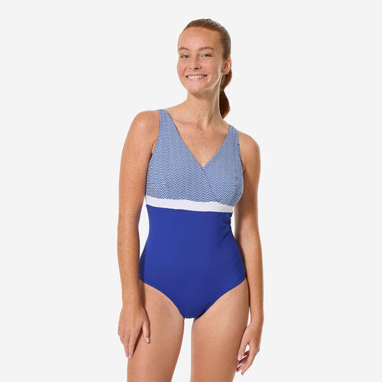 Maillot de bain 1 pièce forte poitrine natation femme, Mina bleu