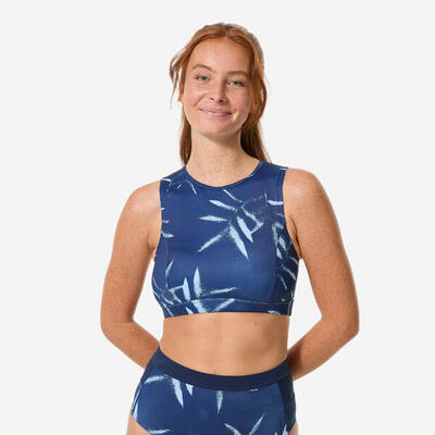 Bikinitop carla bralette dames surfen rugrits marineblauw