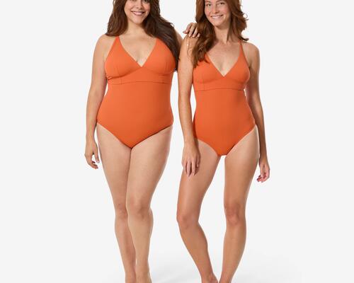Women’s surfing textured 1-piece swimsuit, Bea Simi terracotta
