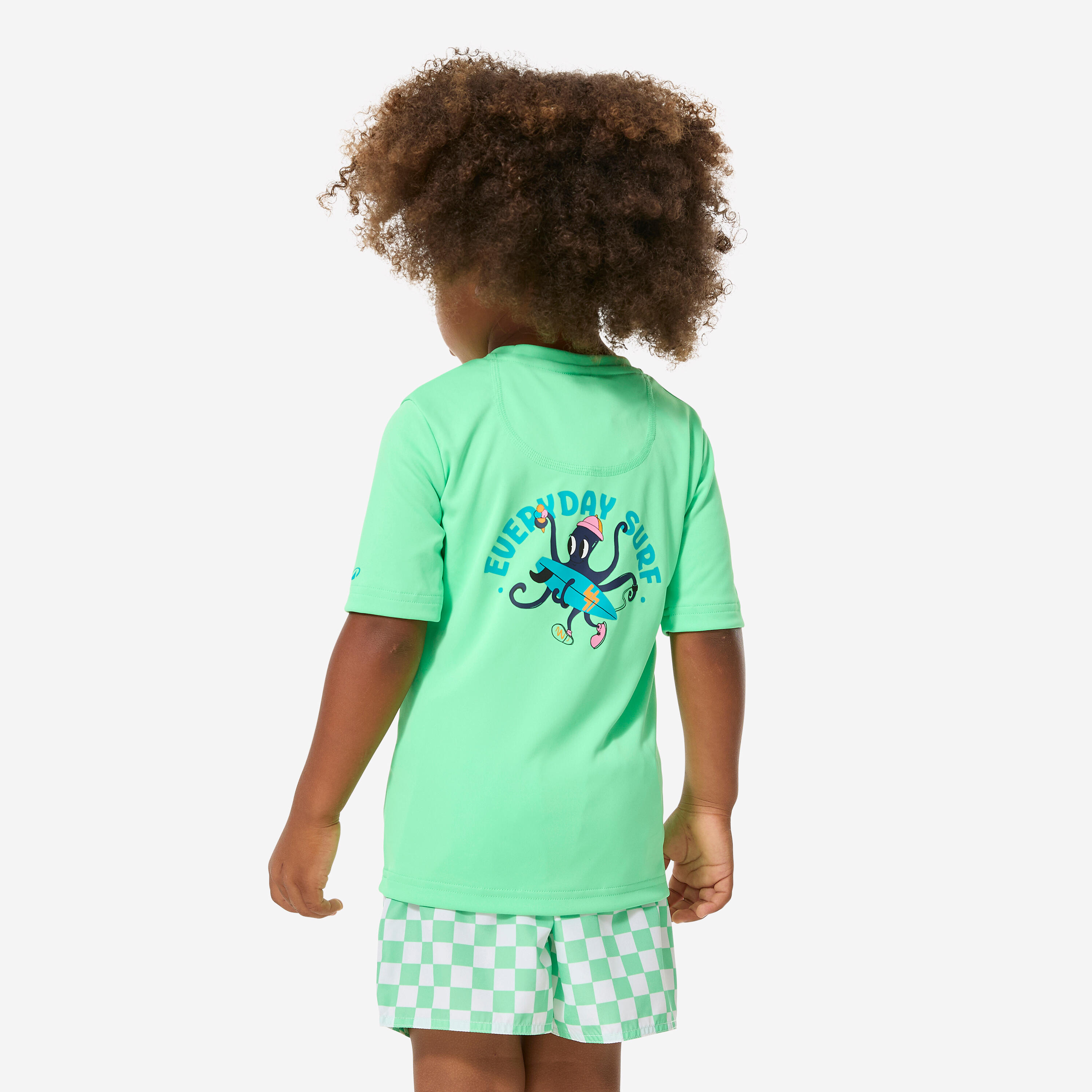 Kids’ Short-Sleeved Surfing Rash Guard, 100 - DECATHLON
